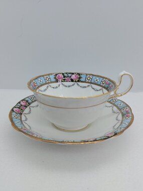 Vintage Aynsley Tea Cup & Saucer Pink Roses, Gold Trim